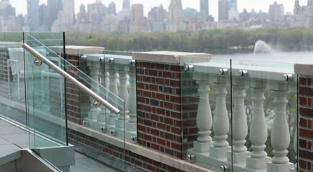 Penthouse ballustrade with view of Central Park lake